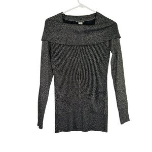 Cache Women's Bronze Metallic Sparkle Sweater Cowl Neck Long Sleeve Small Rayon